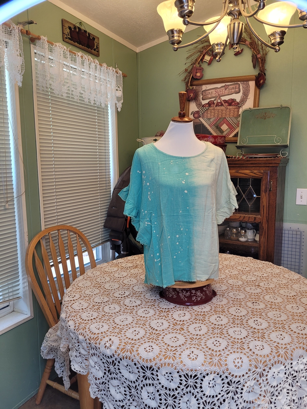 Umgee Light Aqua Short-Sleeve Women's Top - Relaxed Fit NWT